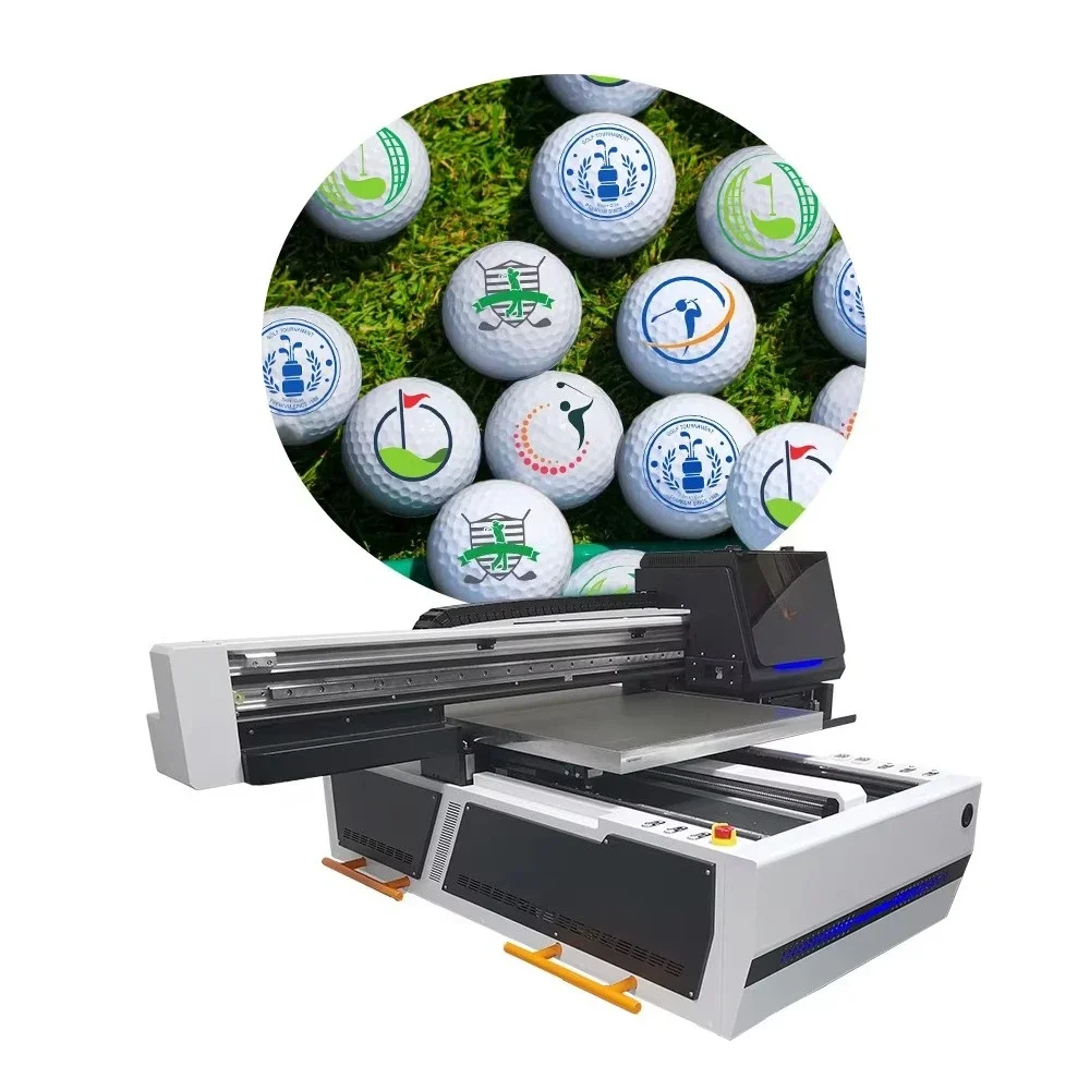 Hybrid Flatbed Glass Golf Ball Bottle Cup Rubber logo Sticker Machine Pen Tray Printing Uv Flat Bed I3200 Printer