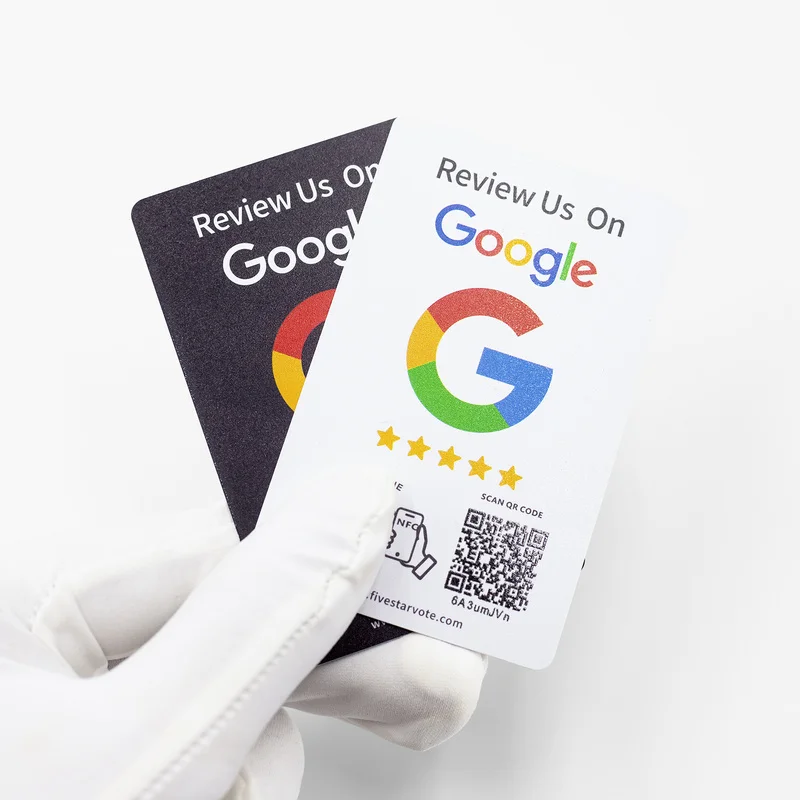 NTAG215 Google Review Tap NFC Card 13.56MHz Reusable Programmable Dynamic QR Code Editable For Local Shop Business Feedback
