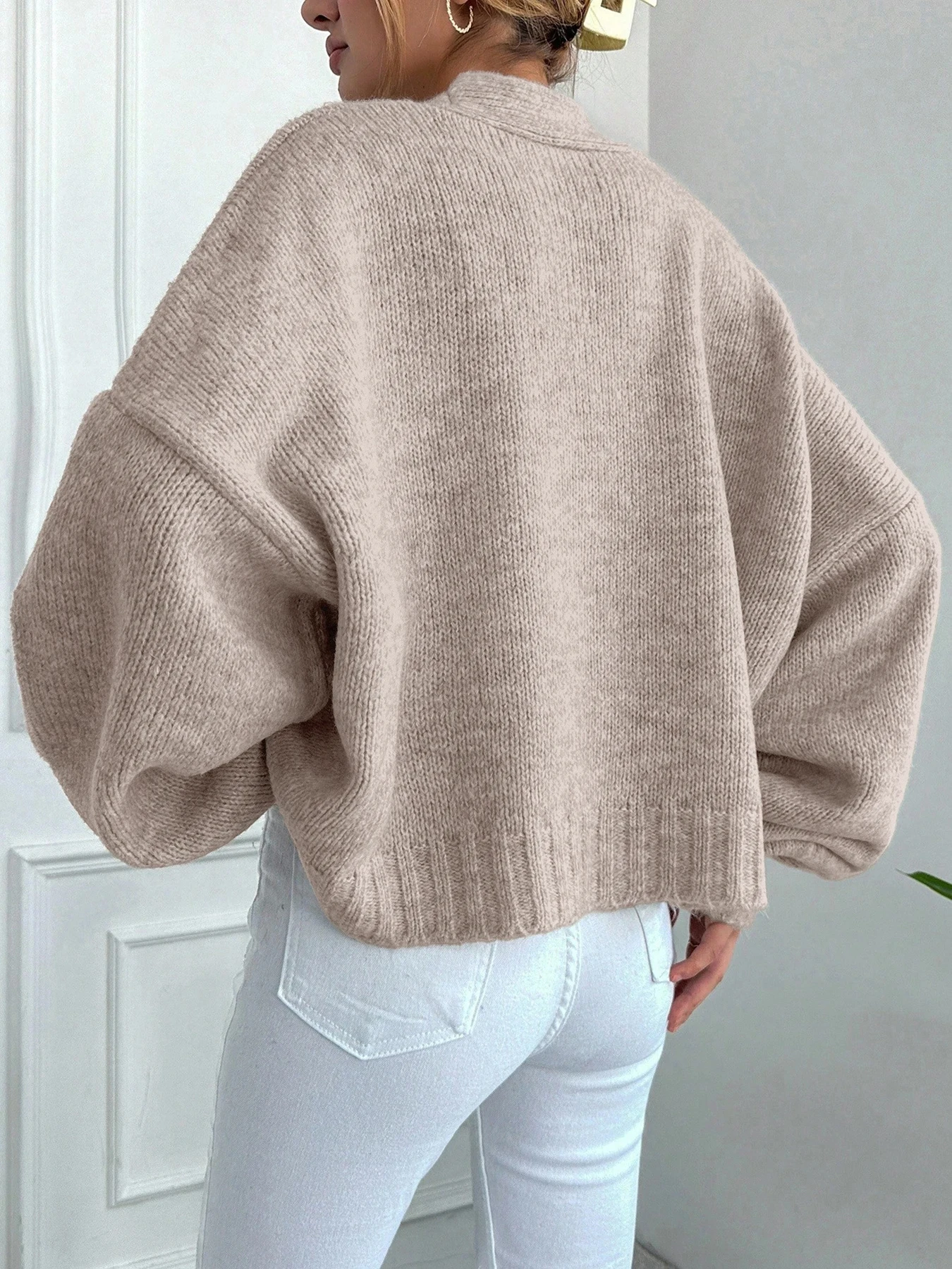 Cardigan tricoté pour femmes, pull ample à manches chauve-souris, épaules tombantes, boutons, mode décontractée pour dames, automne hiver