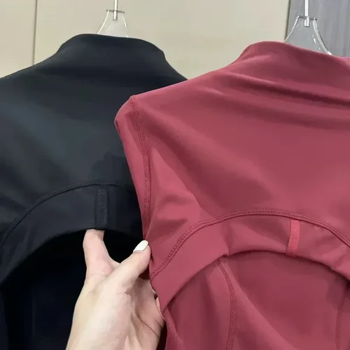 Imagen 2 del producto Chaqueta de limón para mujer, ropa de abrigo para gimnasio, Otoño Invierno, cremallera elástica de nailon para correr, Yoga, trotar, chaqueta de lana de manga larga