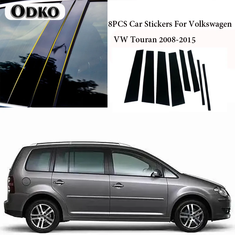 8 PCS Car Stickers For Volkswagen VW Touran 2008-2015 B C Pillar Middle Central Column Window Trim Decoration Protection