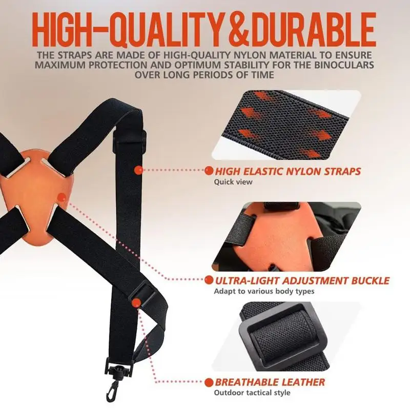 Binóculos X-Shaped Harness Strap, Transportador Binocular Ajustável, Correias de ombro elásticas duráveis, Acessórios Óptica