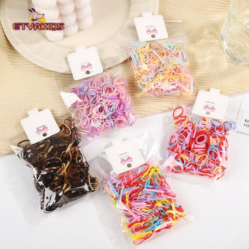 350pcs Disposable Rubber Band Colorful for Baby Girl Infant Children Hearwear  Rubber Band Hair Tie  Loop Headband Kid Headwear