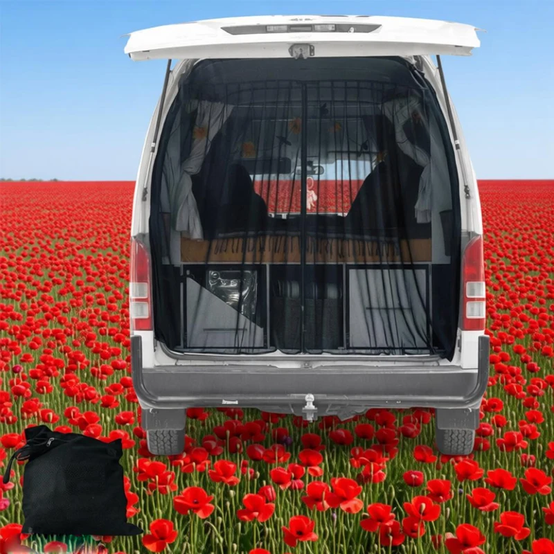 1 Set Car Door Mosquito Net For VW T5 T6 Tailgate Barn Door Magnetic Insect Mosquito Fly Screen Net Auto RV Camper Van