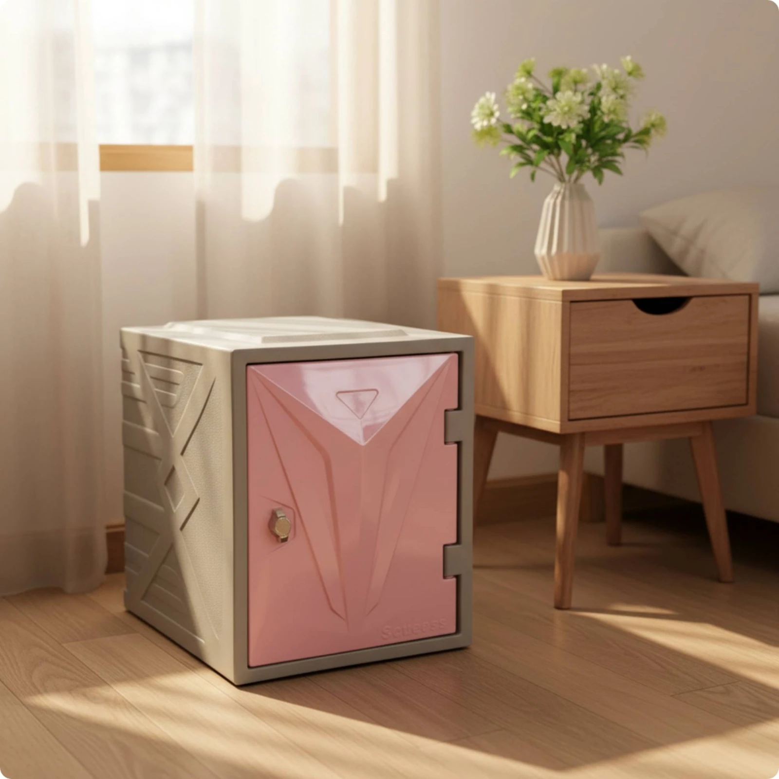 Geometric Storage Cabinet Space-Saving Cabinet with Lockable Doors Furniture Easy to Clean Powder-Coated for Bedroom