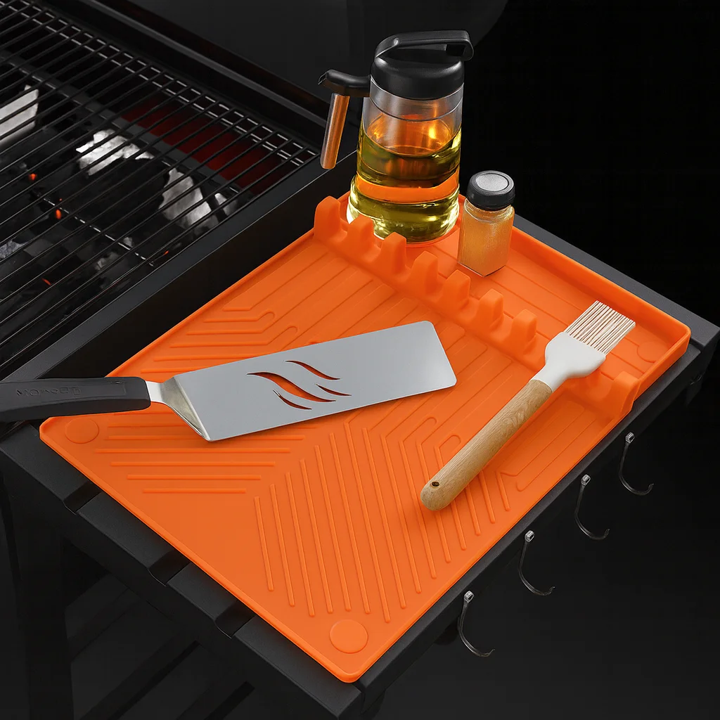 16X11.6 Inch Outdoor Grill and Kitchen Countertops Silicone Grill Tool Mat Large Size Magnetic Silicone Grill Tool Mat