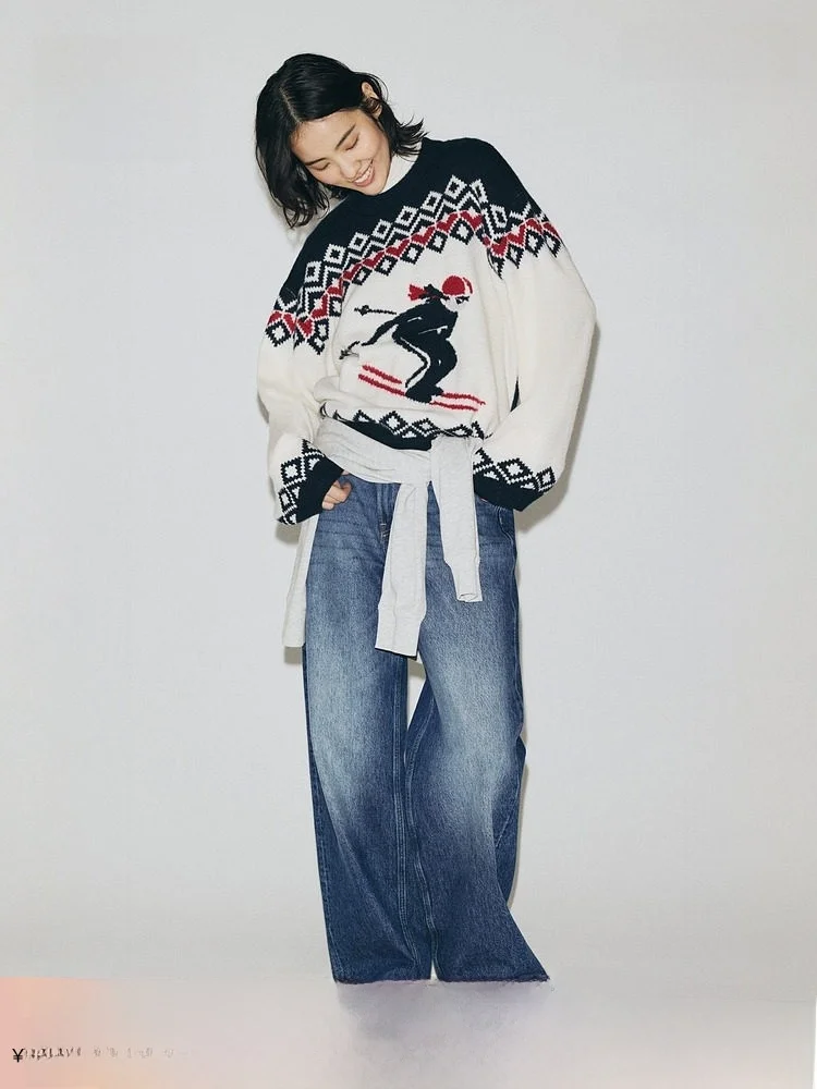 

Женский вязаный свитер H&M с вышивкой Cisas, зимний, повседневный, из смесовой ткани (полиэстер, акрил, шерсть, спандекс), с круглым вырезом