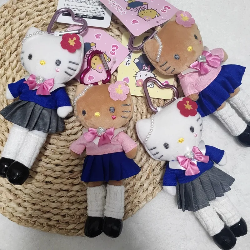Hello Kitty Series Kawaii Wear Skirt Long Leg Cat Jk Pendant Stuffed Plush Toy Doll Bag Pendant Keychain Doll Gift