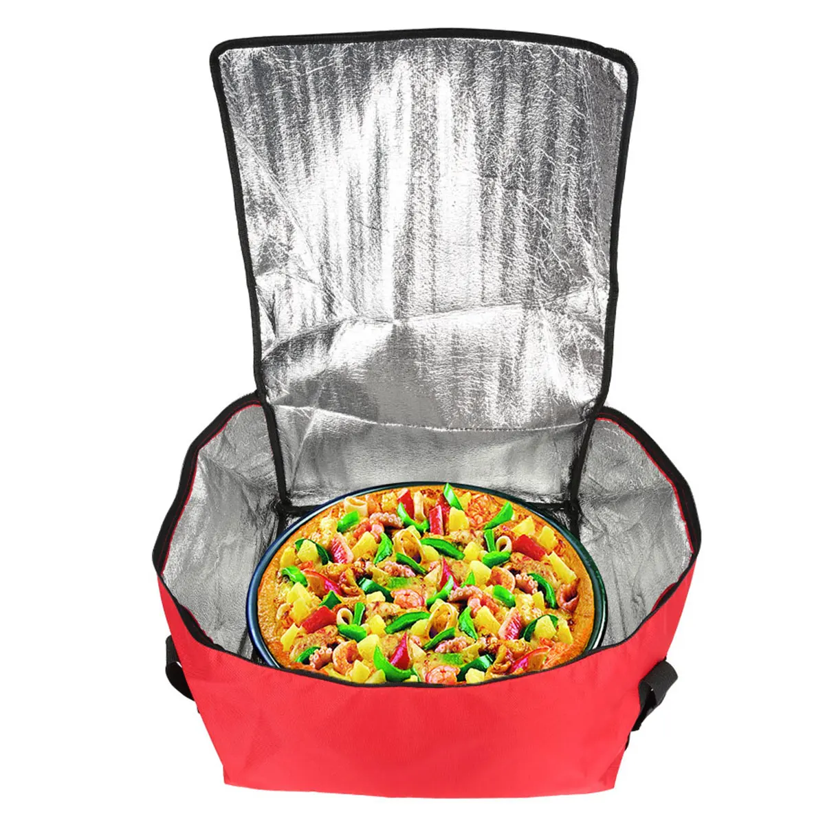 Insulated Food Delivery Bag Portable Pizza Delivery Bag for Hot and Cold Food Insulated Reusable Grocery Bag Adjustable Pizza