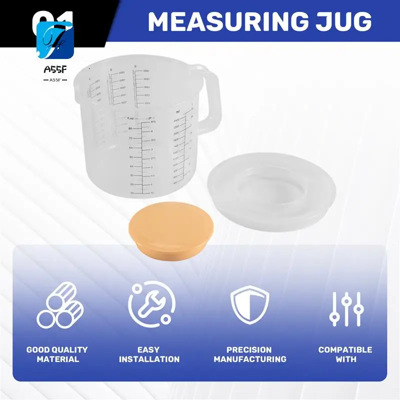 

A55F-пластиковые мерные стаканчики для унции и кувшин для смешивания для выпечки с крышкой, мерные кувшины для жидкости/банка в мл с защитой от брызг