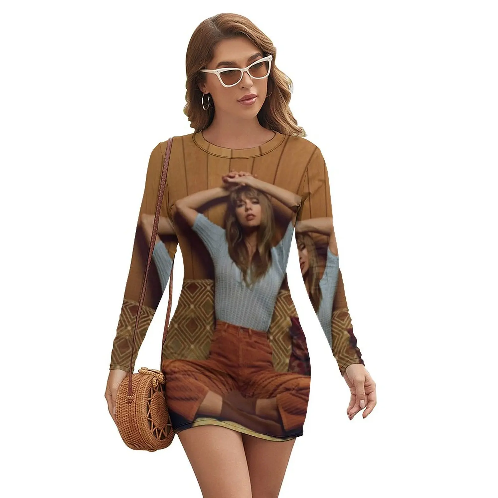 

retro midnight Long-sleeved Dress Woman clothing long dress women summer dress korean style