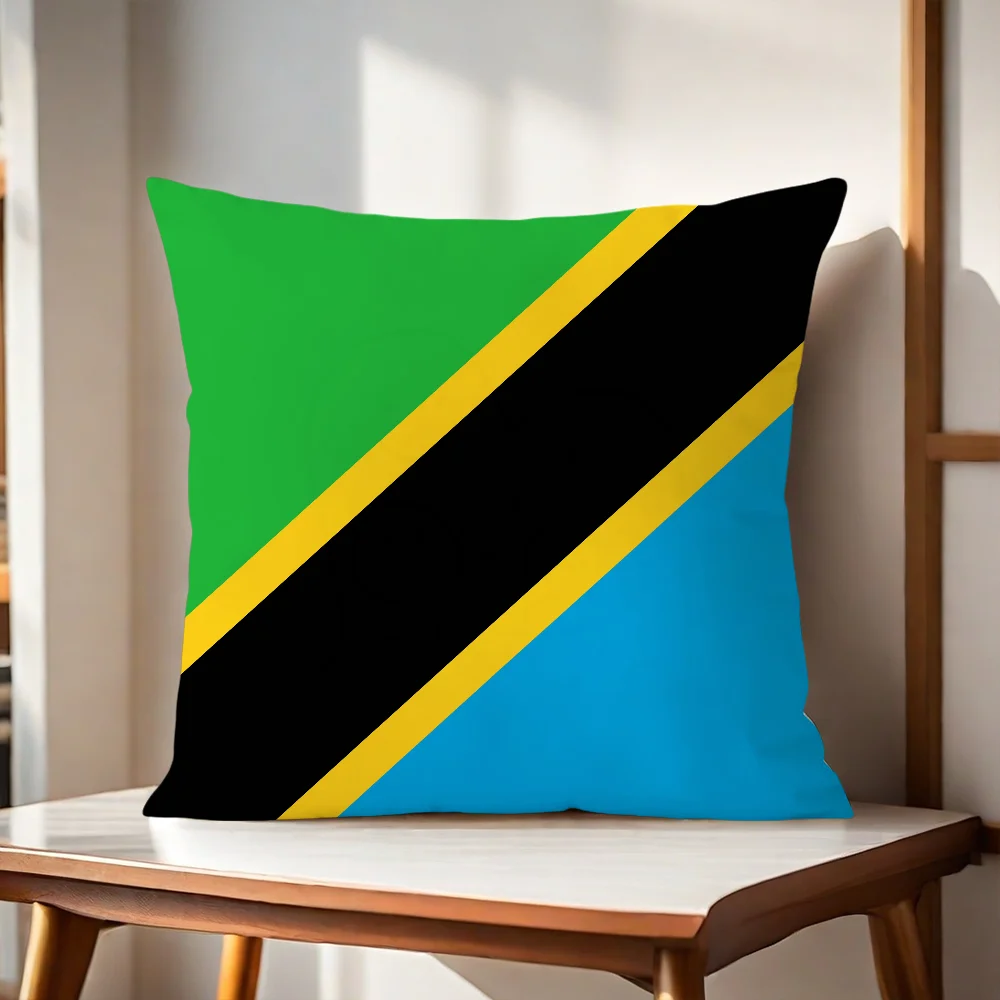 T-Tanzania Flag Cushion Cover For Pillow Printing Sofa Decoration Home Car Room Coffee Shop Office Nordic Simplicity