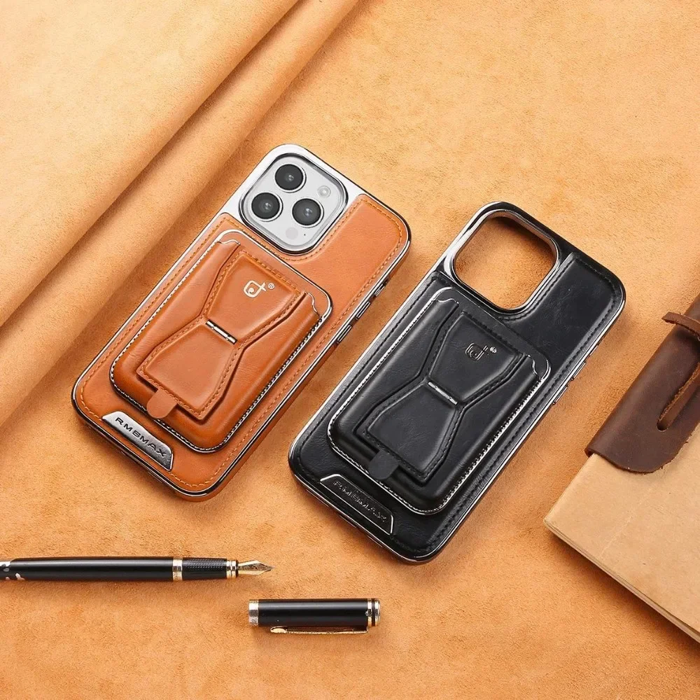 2in1 Detachable Card Slot Holder Phone Cover For iPhone 15 14 Pro Max 13 12 Retro Leather Magnetic Bracket Wallet Magsafe Case