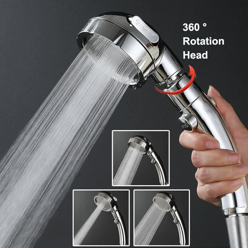 Shower Head for Bathroom High Pressure 3 Settings Adjustable Shower 360 Degrees Rotating Head Water Saving Spa Handheld Nozzles