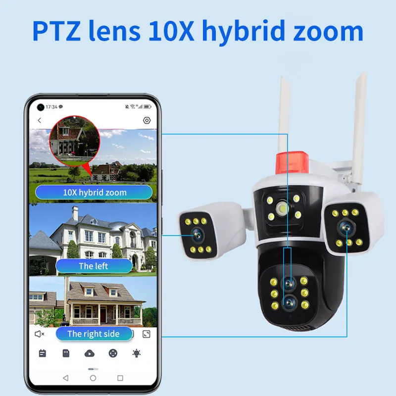 Cámara domo PTZ IP inalámbrica a todo Color, Monitor de bebé CCTV de seguridad para el hogar, 4 mp1440p, cuatro lentes, o-kam/IPC360HOME, detección humanoide AI