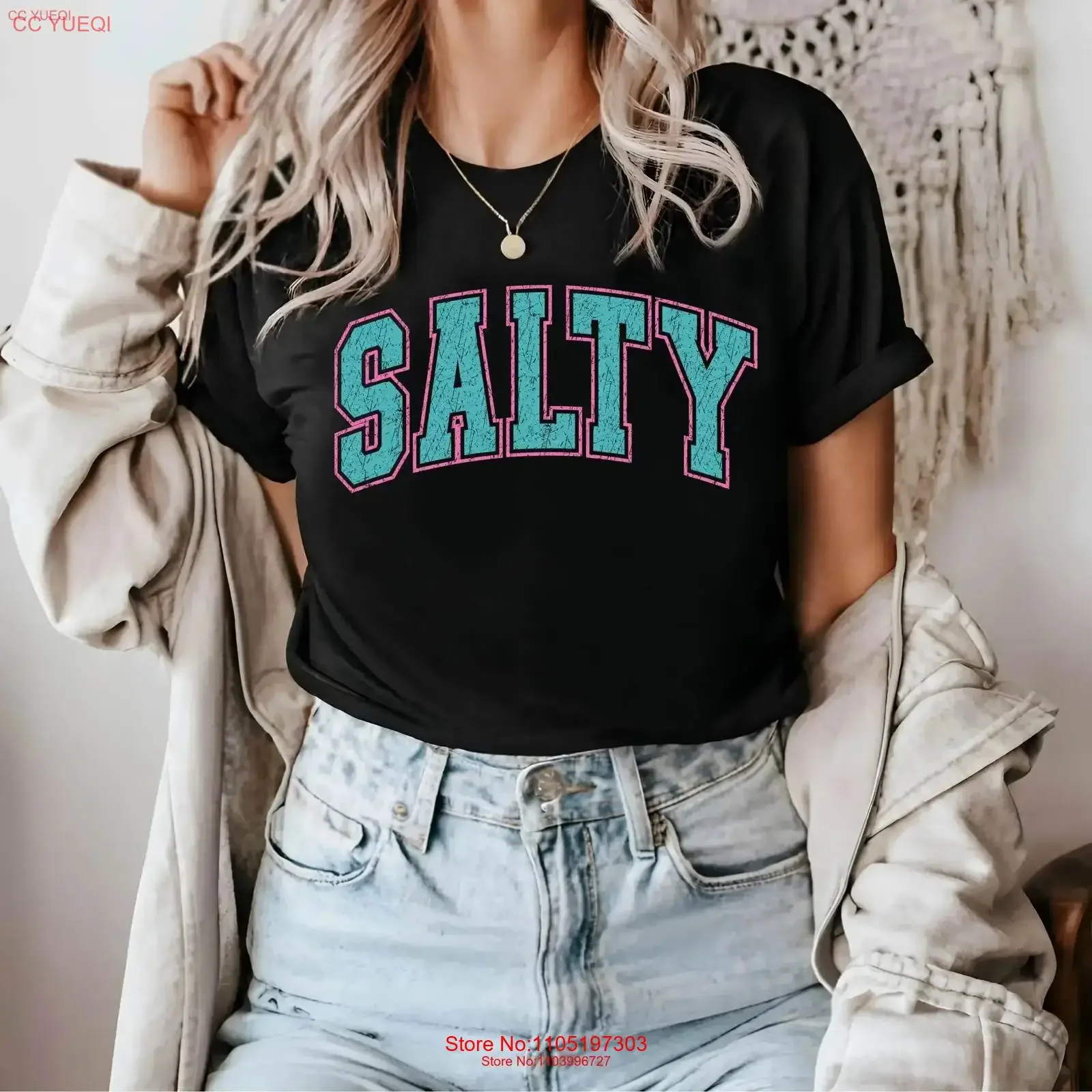 Salty T shirt Trendy Beach Summer Vacation Cute Outfits For Women vintage Washed Stretched Versatile streetwear Unisex graphic