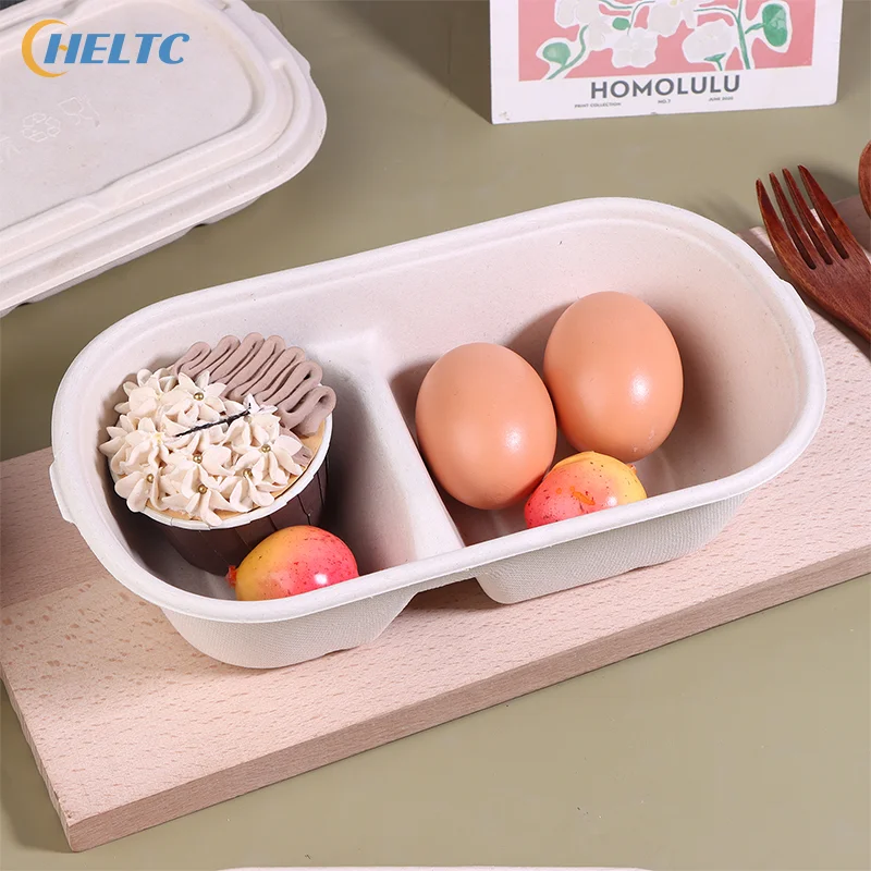 10 قطعة صندوق الغداء القابل للتصرف مع الأغطية القابلة للتحلل الحيوي اللب علب الاغذية الوجبات الجاهزة عبوة تعبئة ضوء الغذاء علبة سلطة صناديق الغداء منفصلة