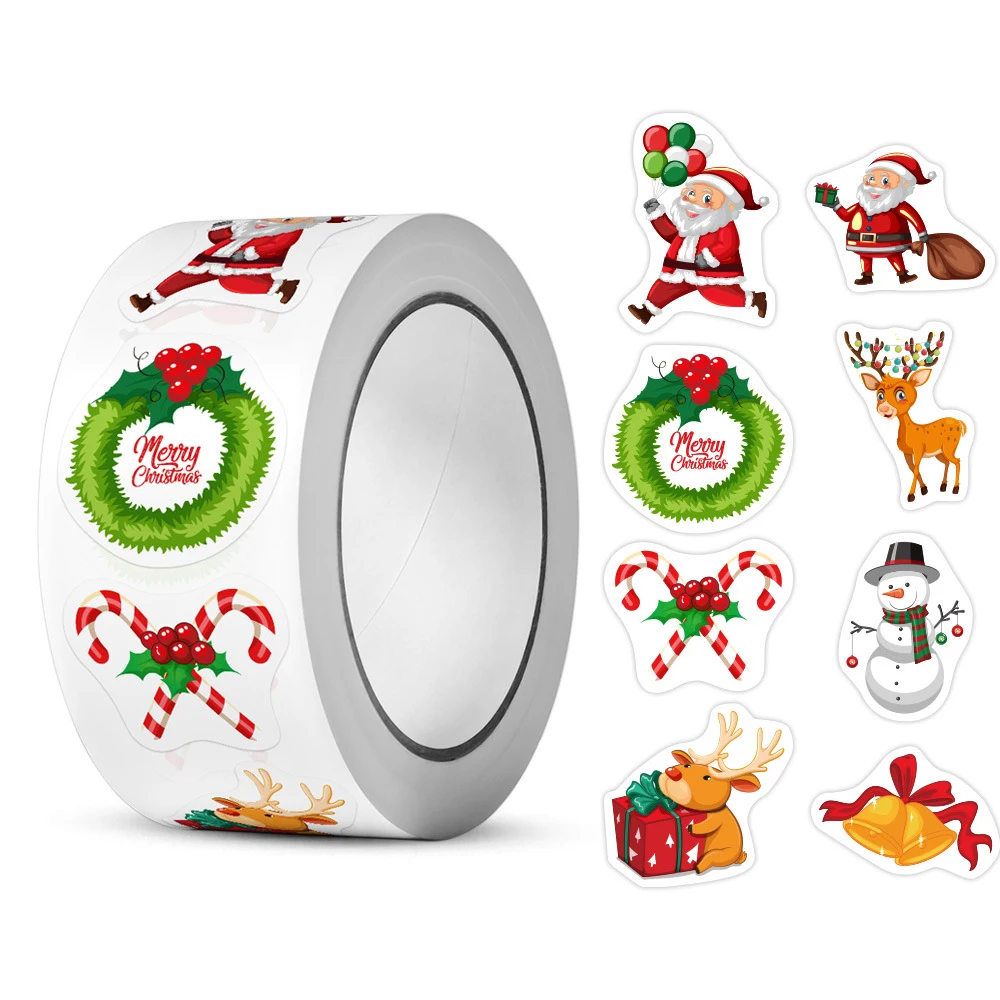 500pcs Laser Cartoon Christmas Stickers Christmas Gift Wrapping Label Sticker Reward Stickers Scrapbook Stationery