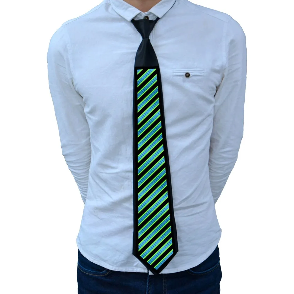 

Voice Control Light Up Tie Adjustable Length Steady On Mode Sound Activated Tie Black Beat Flash Mode LED Necktie Bars