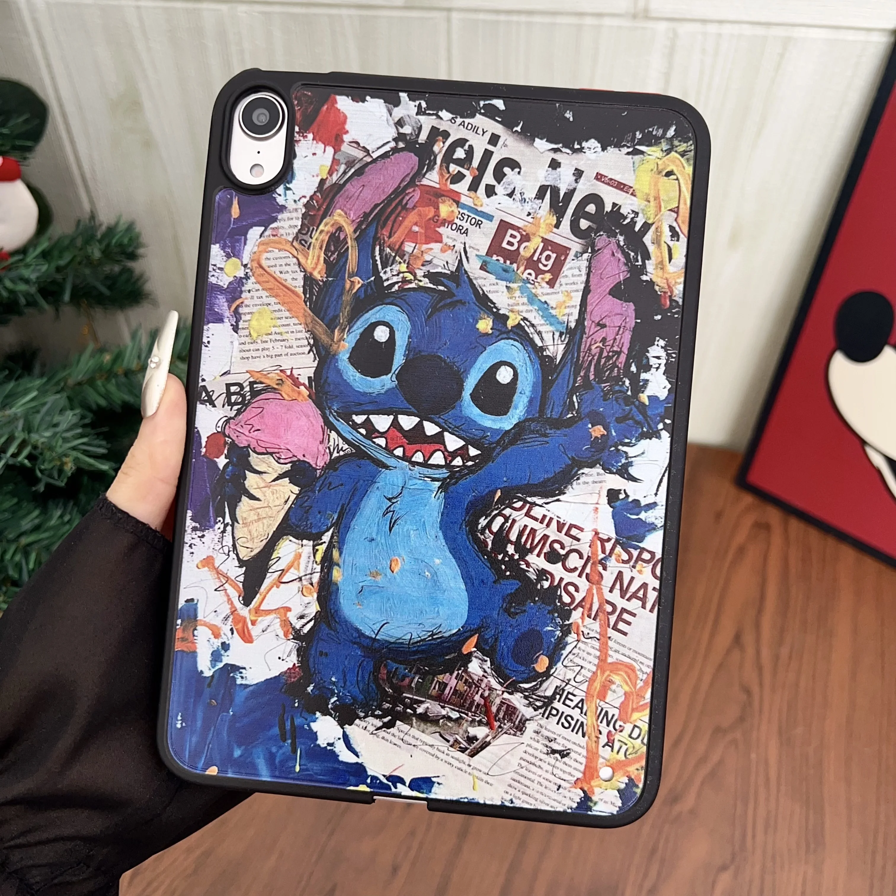 Etui ochronne na tablet z motywem Disneya, malowane sprayem, z motywem Stitch, do iPad Air 4 5, iPad 8. 9. generacji, Pro 11, Mini 6 7, z nadrukiem TPU.