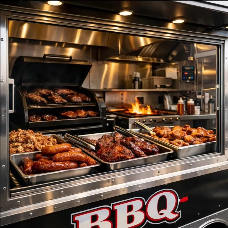 Customizable Appearance Mobile Square Food Trailer Factory Commercial Fully Customized Kitchen For Ice Cream Hot Dog Sale