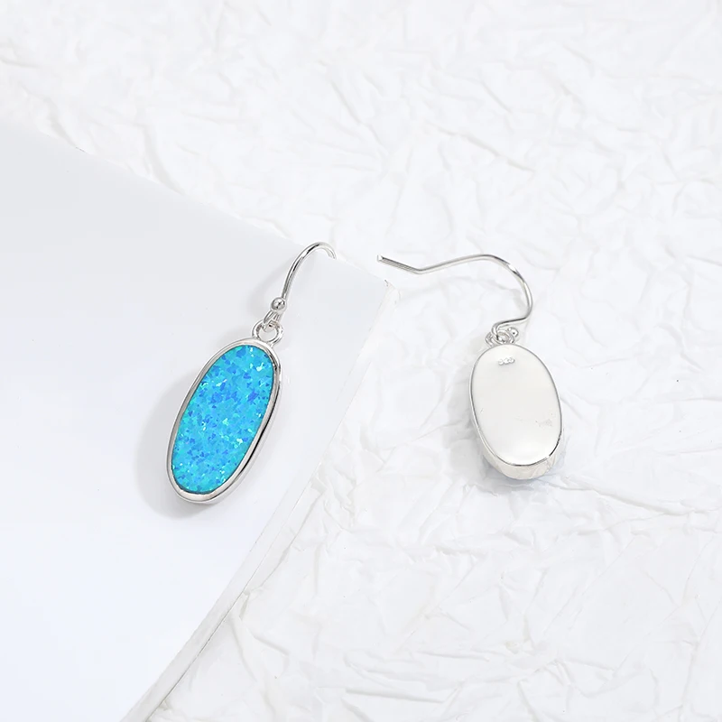 MYOP Synthetic OPAL Blue Oval Earrings,Spirit Rhyme Beauty Free, Elegant And Beautiful Dream Three-Dimensional Aesthetics