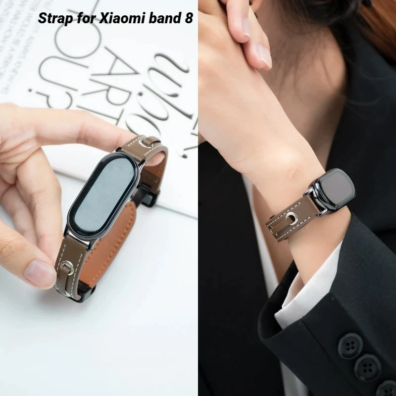 

Genuine Leather Strap For Mi band 8 Correa Bracelet Sport Watchband For Xiaomi smart band 8 Women Men Strap Replacement Belt