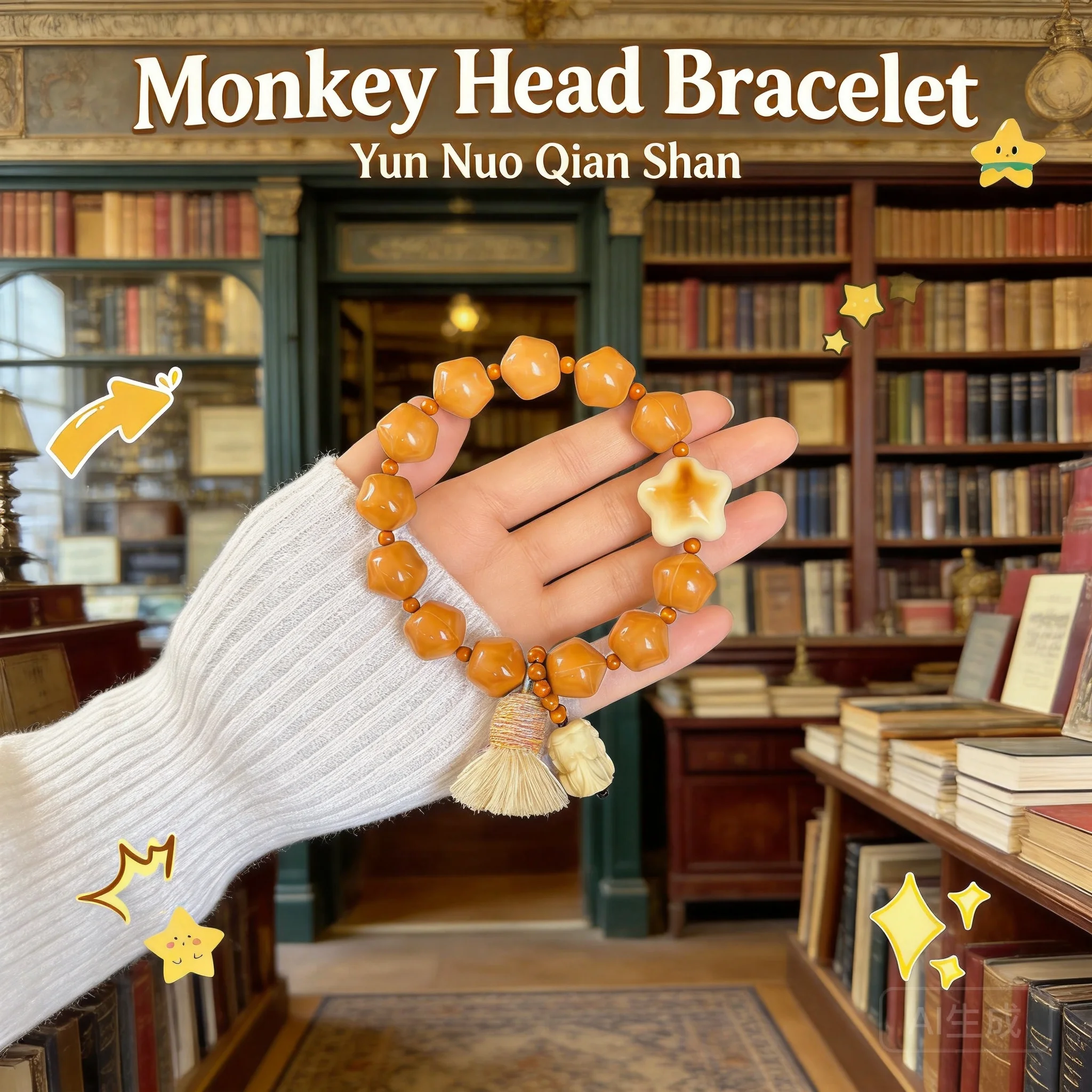 Monkey Head Walnut Carved Star Bracelet Unisex Handheld Wenwan Prayer Beads For Daily Fidget Play Collection Wholesale 2026 With
