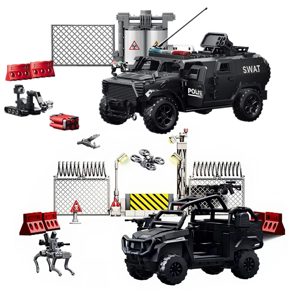 

Army Military Special Forces Police SWAT Soldiers The Hurt Locker Armored Vehicle Building Blocks Bricks Toys For Children Gift