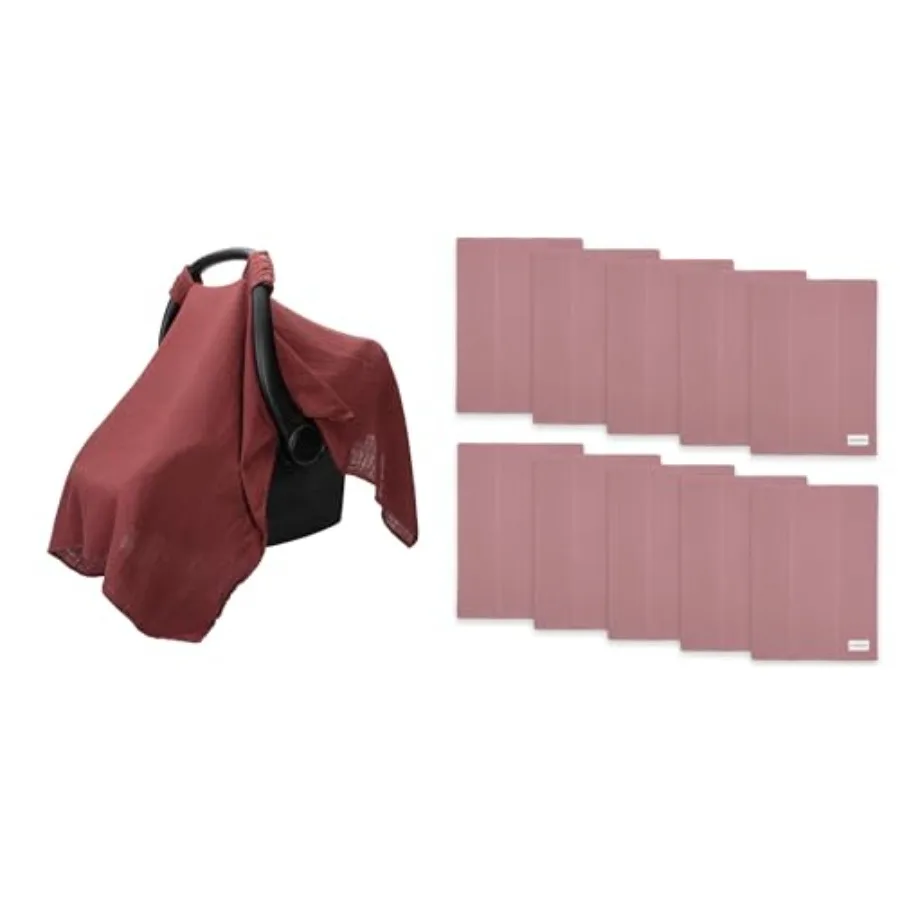 

Baby Car Seat Cover and Baby Burp Cloths Set Pack of 10 Bundled by Comfy Cubs