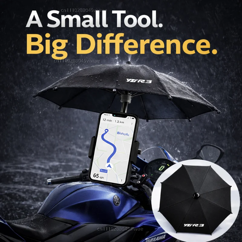 

For YAMAHA YZFR3 Motorcycle Phone Umbrella Holder Waterproof Sunshade Anti Glare Rainproof Handlebar GPS Mount