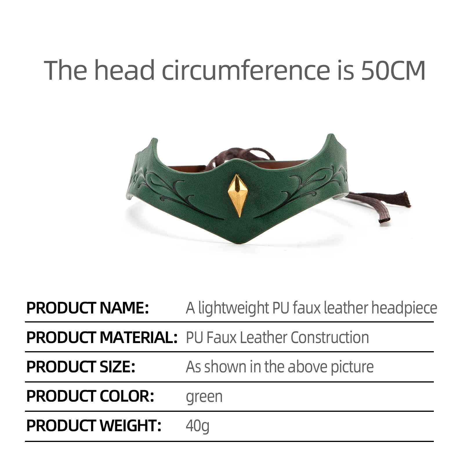 Vintage Medieval Renaissance Crown Adjustable PU Leather Headband Viking Headpiece Halloween Cosplay Accessory view 5