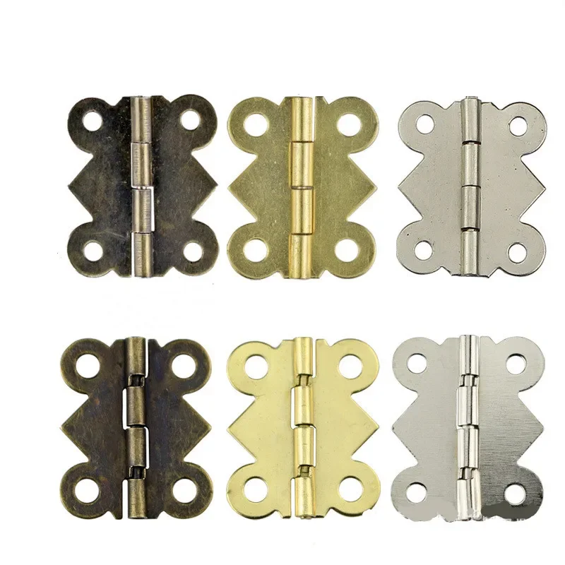 

30pcs Bronze Gold Silver Mini Butterfly Door Hinges Cabinet Drawer Jewellery Box Hinge For Furniture Hardware