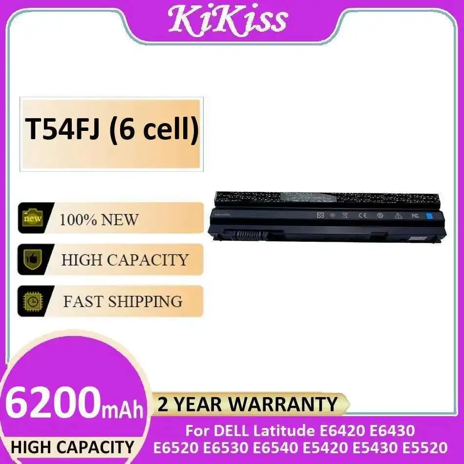 

For Dell Latitude E6420 E6430 E6520 E6530 E6540 E5420 E5430 E5520 E5530 Laptop Battery Lightweight 6200Mah T54FJ 6 Cell