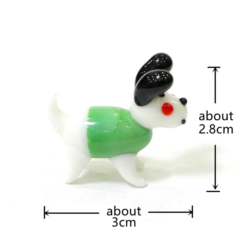 Colorful Cute Glass Dog Mini Figurine Craft Ornaments Japanese Style Funny Tiny Cartoon Animal Statue Room Kawaii Decor for Kids