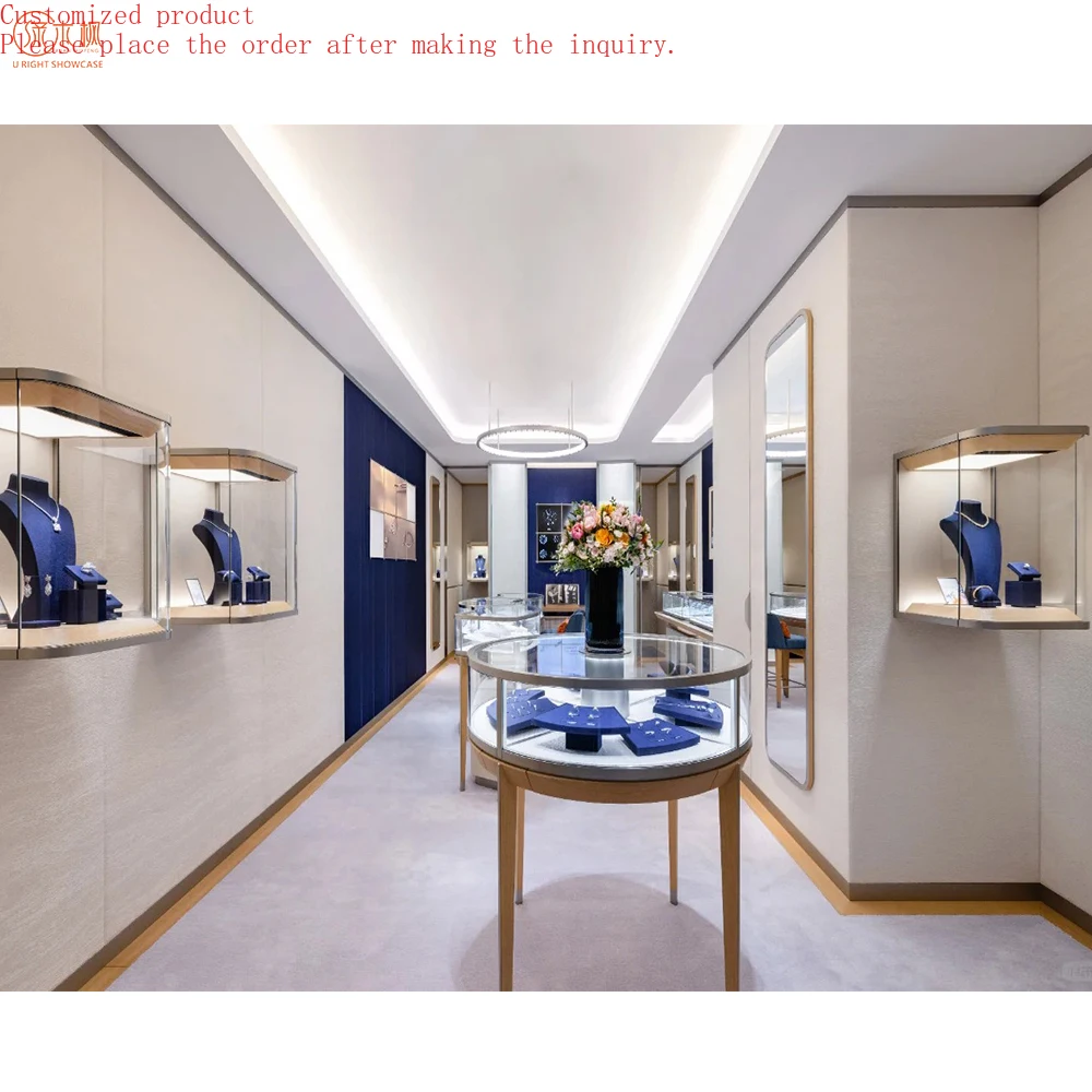 

Custom Suspended Jewellery Cabinet Entire Store Innovative Design Unique Shaped Glass Counter for Jewelries Stores