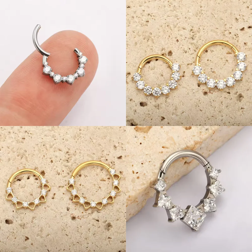 F136 Titanlegierung, hochwertiger Luxus-Ohrring mit Scharnier, modischer und eleganter Stil, Nasenseptum-Ring, Körperpiercing-Schmuck – Detail 6