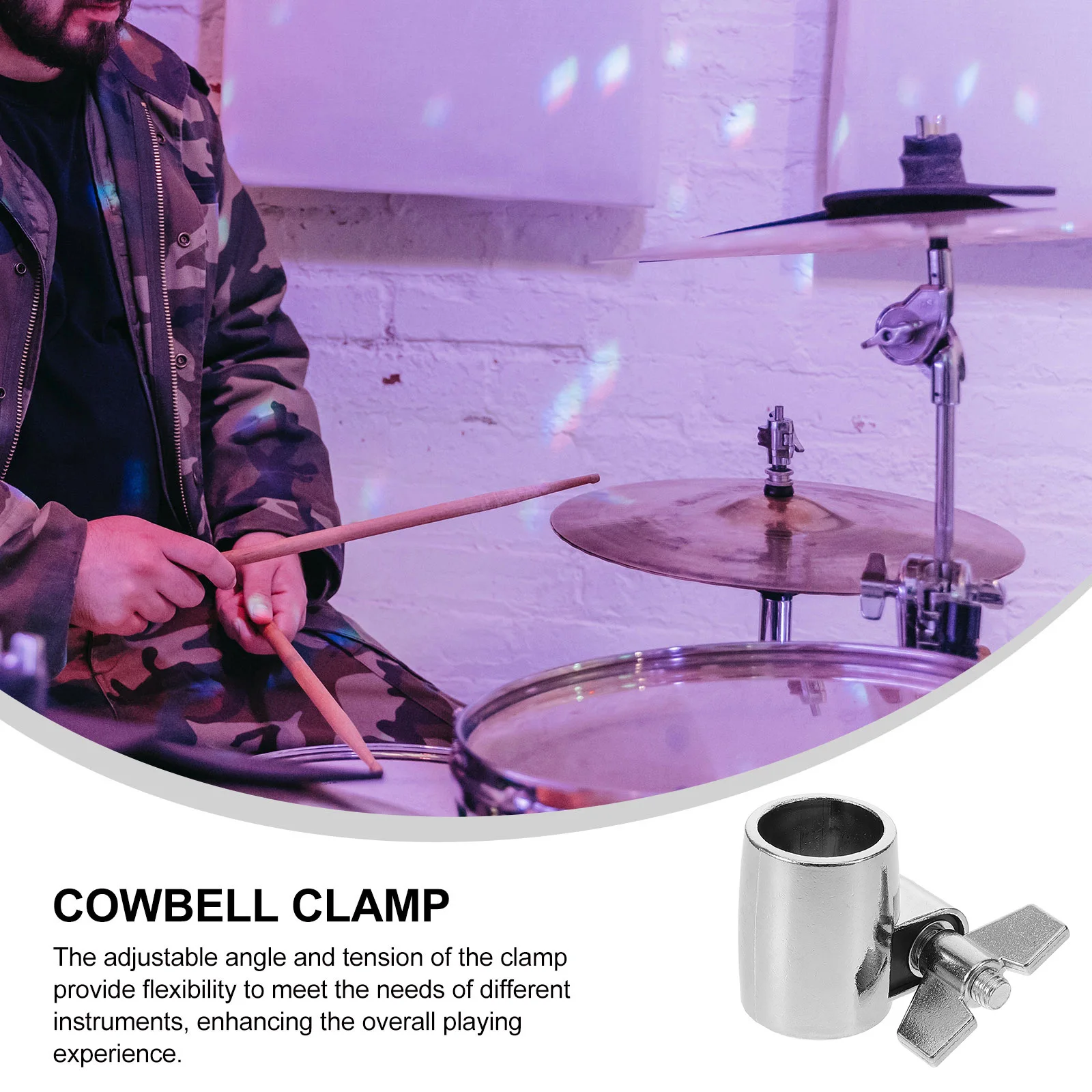 

Adjustable Mount Holder Clamp For Kit Extension Clip Metal Cowbell Fixing Clip Strong Clamping Force Multi Purpose Drum Set