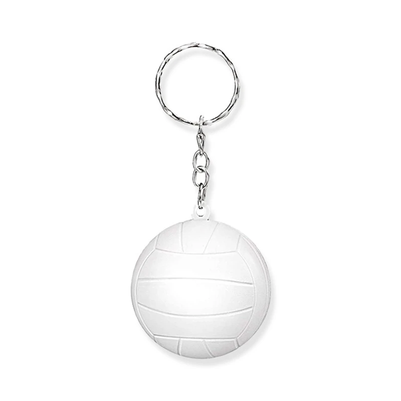 24 Pack White Volleyball Keychains,Mini Volleyball Stress Ball Keychains,Sports Ball Keychains,School Carnival Reward