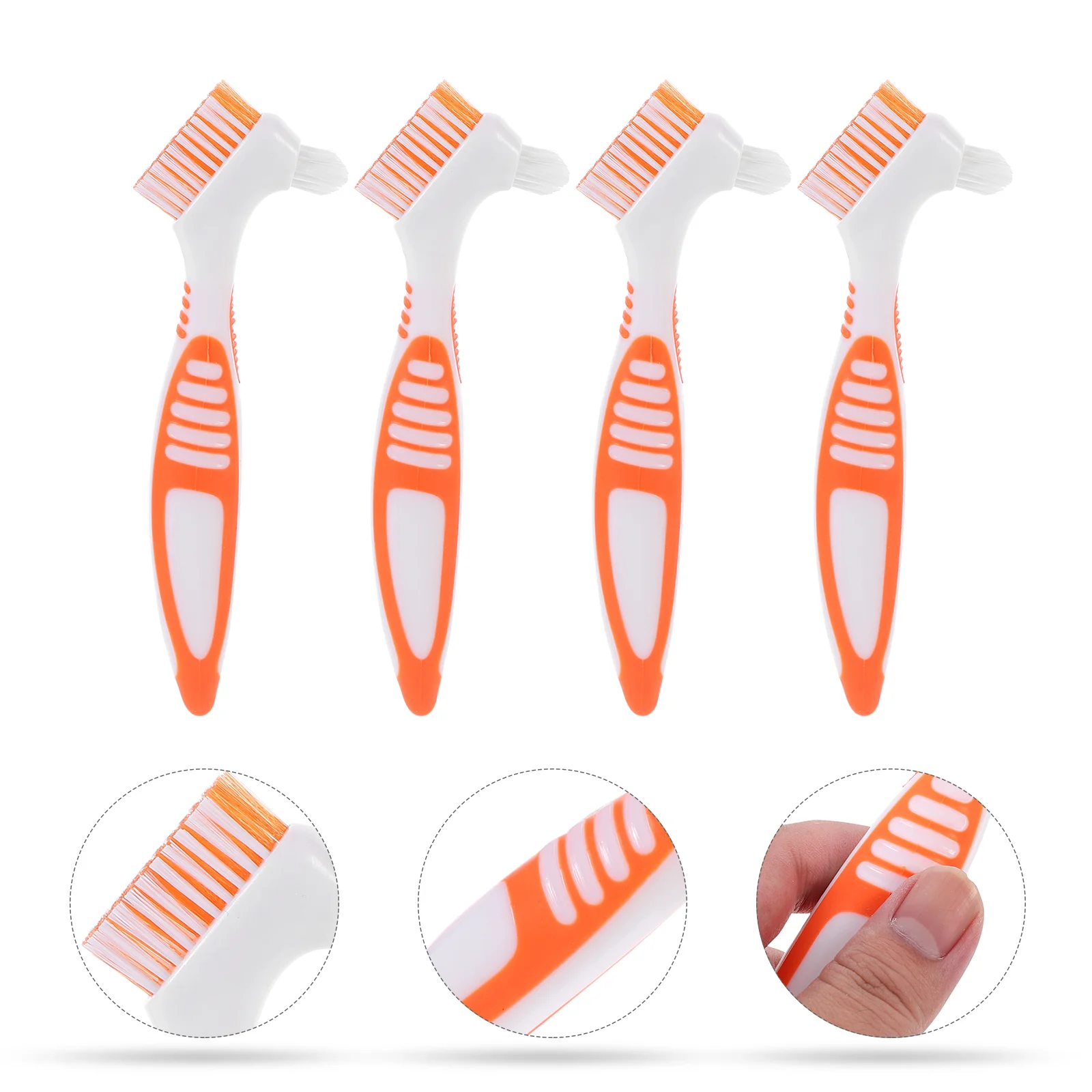 4 Pcs Denture Toothbrush False Teeth Cleaners Toothbrushes Appliance Rubber Creative