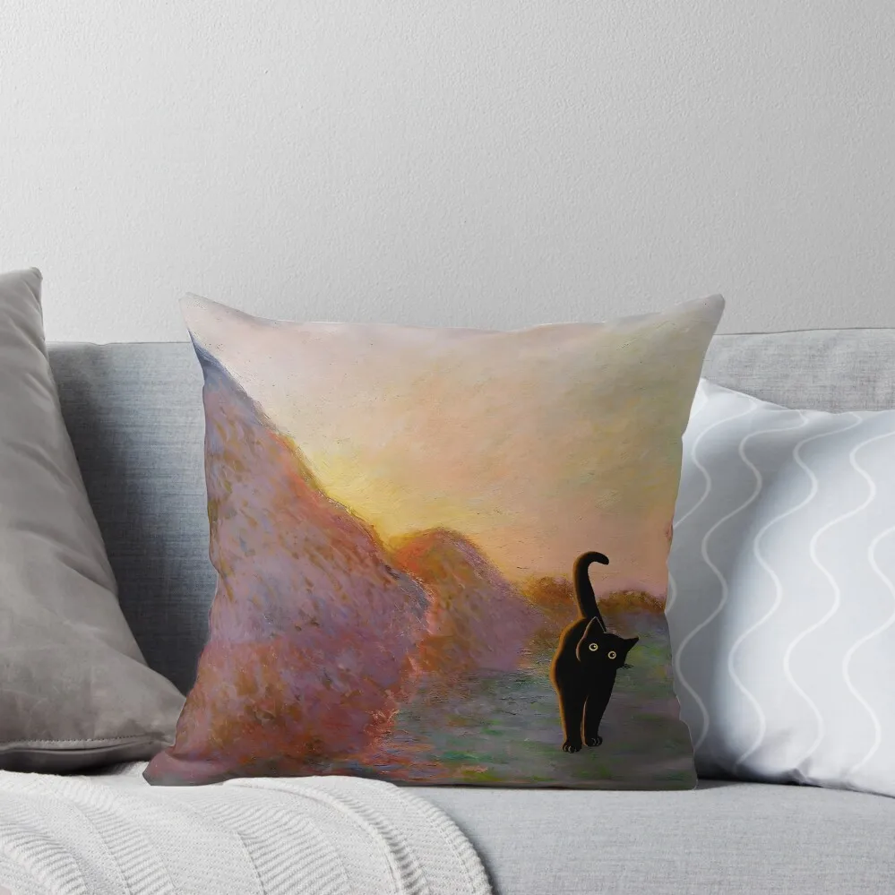 

Cat Print Monet Haystacks Throw Pillow Cushions Cover pillow cover christmas Sofa Decorative Covers Christmas s Covers pillow