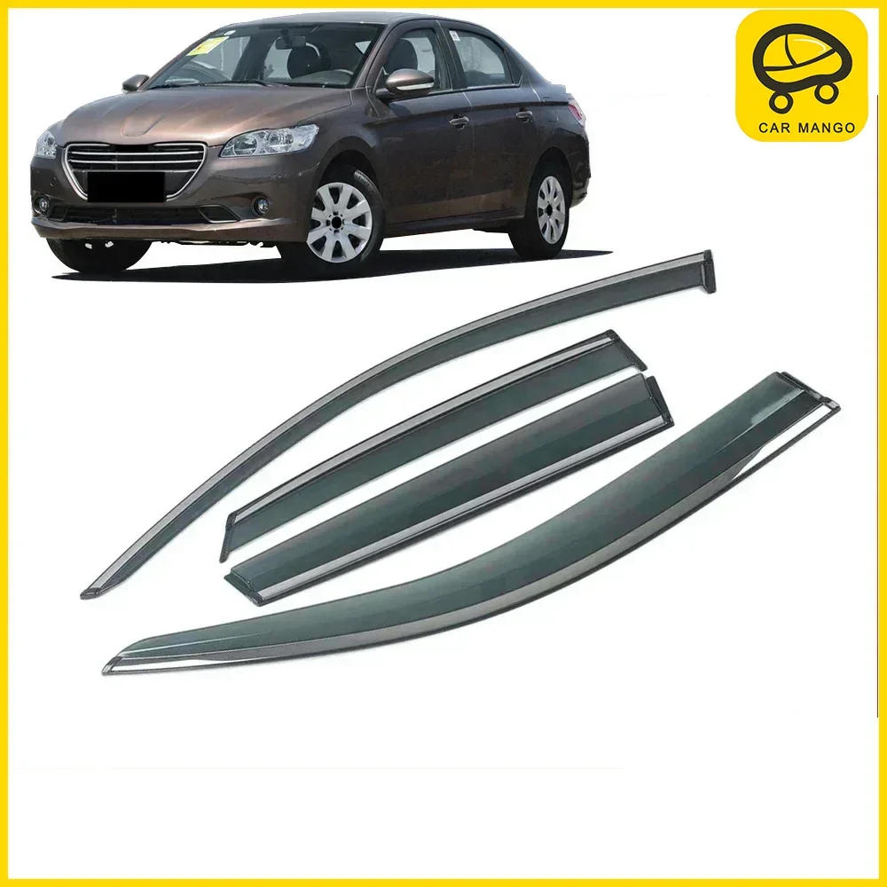 

Chrome Strips Rain Guards for PEUGEOT 301 2012-2019 Window Visor Wind Deflectors Door Visor Vent Shades Ventvisor