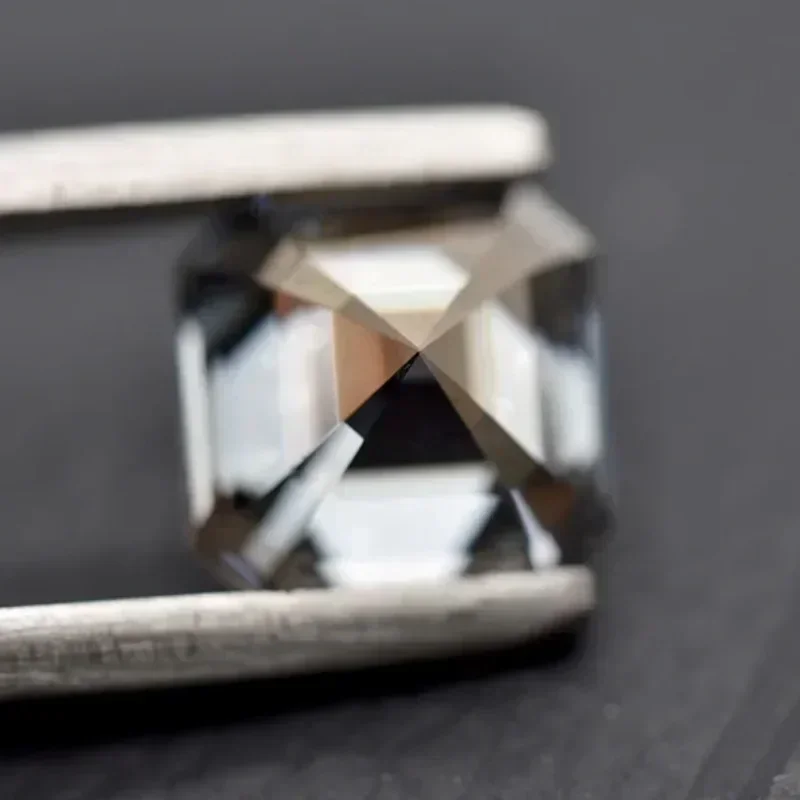 Piedra moissanita gris Asscher corte con certificado GRA para probador de diamantes de paso dijes de piedras preciosas para fabricación de joyas