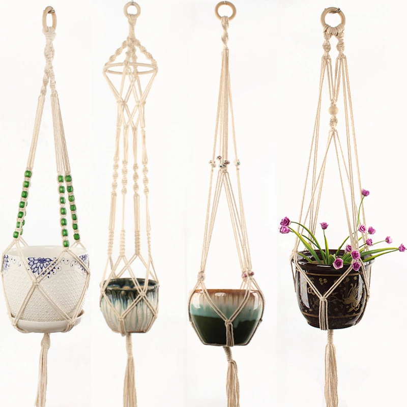 

Hanging Plant Macrame Plant Hanger Flower Pot Woven Rope Wall Decor Courtyard Balcony Garden Hanging Planter Hanging Basket