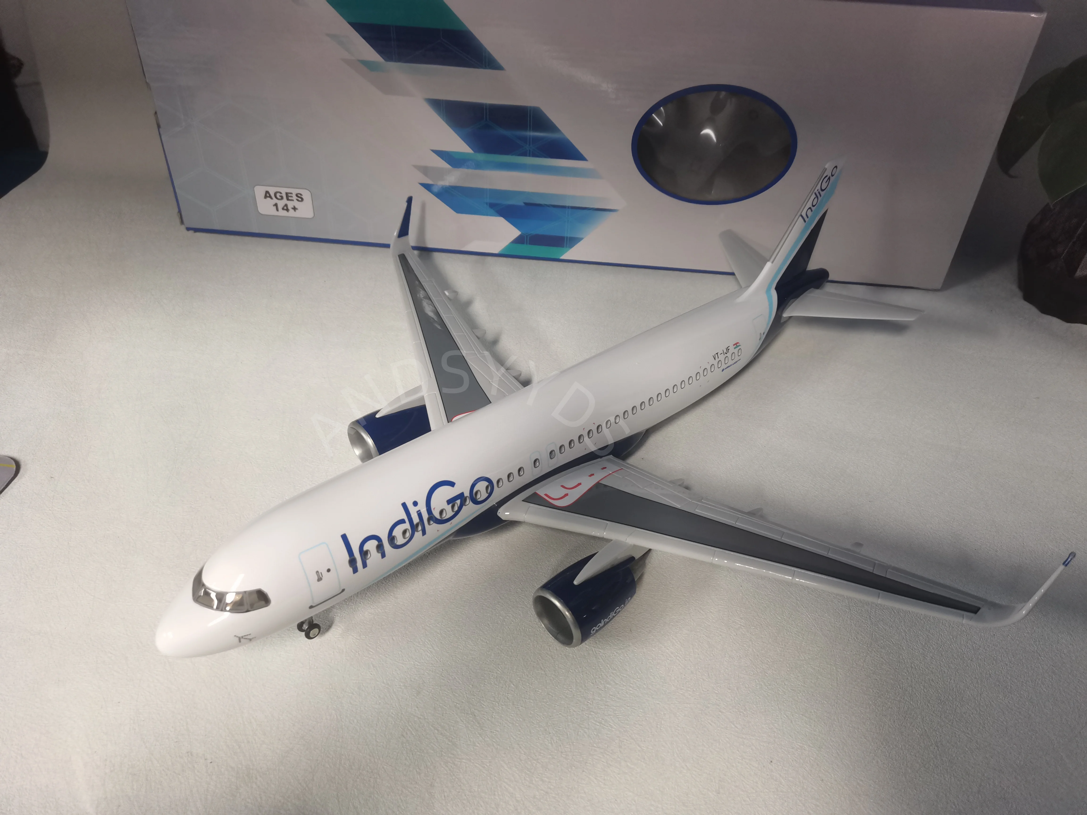 

1:80 Scale 47cm Airbus Living Room Decoration A320 Indian Indigo Airlines Passenger Aircraft Model With Wheels And Lights Collec