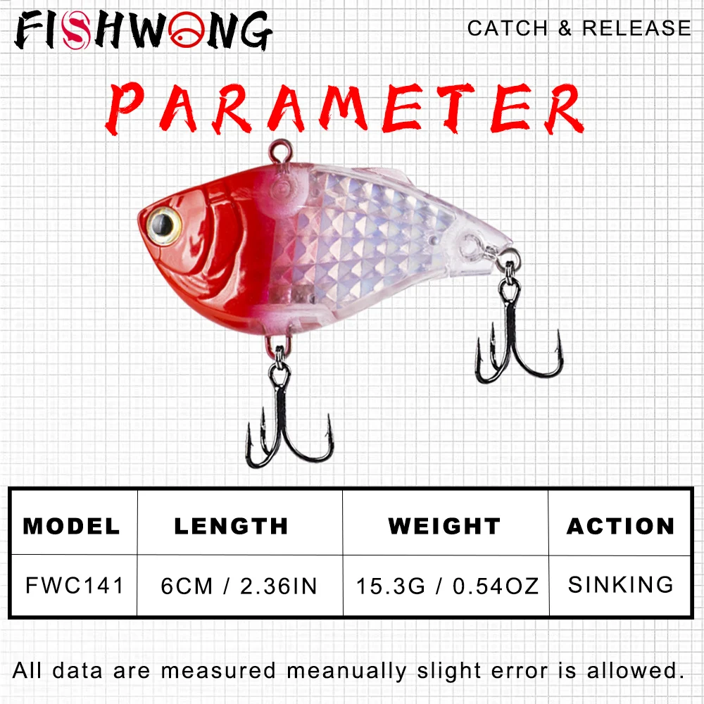 FISHWONG 2 قطعة غرق VIB الصيد إغراء 6 سنتيمتر 15.3 جرام الاصطناعي الطعم الثابت LipLess كرانكبيت الاهتزاز إغراء للصيد
