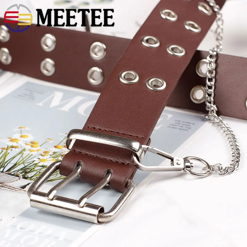 Meetee 4/10p 40/50/60mm Metal Double Pin Belt Roller Buckle Coat Web Strap Adjustable Harness DIY Bags Leathercraft Accessory