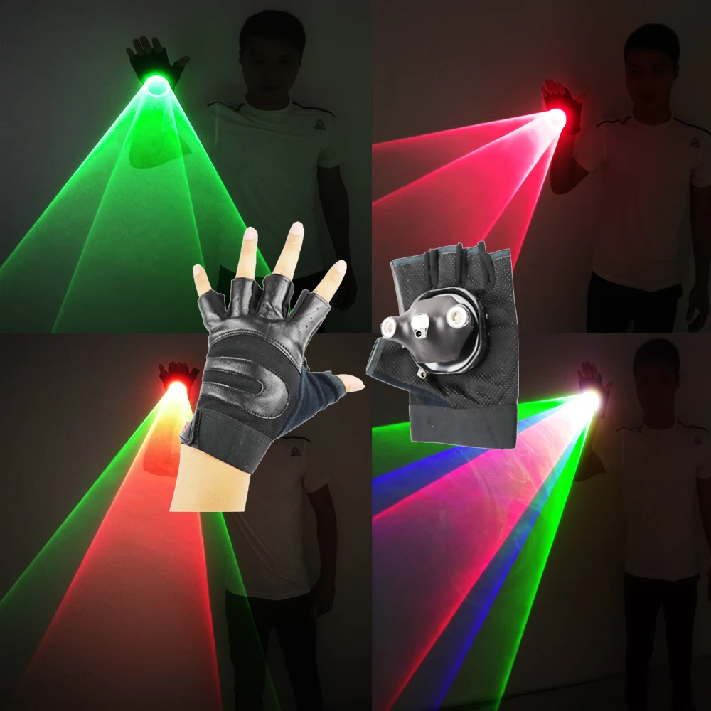 

Green Red Blue RGB Rotating Laser Gloves LED Gyro Palm Light Tunnel Effect LED Lighting for Light performance costume