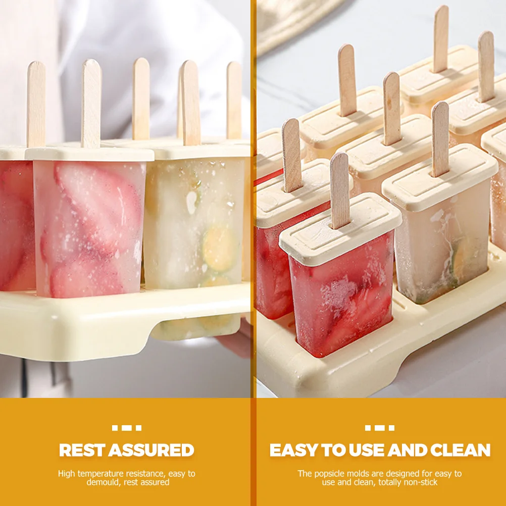 

1 set Ice Cream Molds Premium Plastic Diy Trays For Homemade Treats Juice Yogurt Fruit Puree Non-Stick Reusable