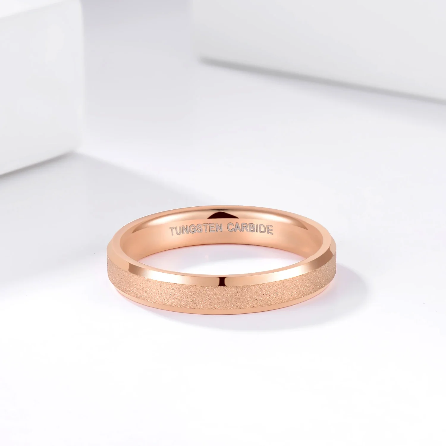 TIGRADE Tungsten Carbide Rose Gold Frosted Ring 4mm 6mm For Women Men Wedding Engagement Band Matte Brushed Female anillos mujer